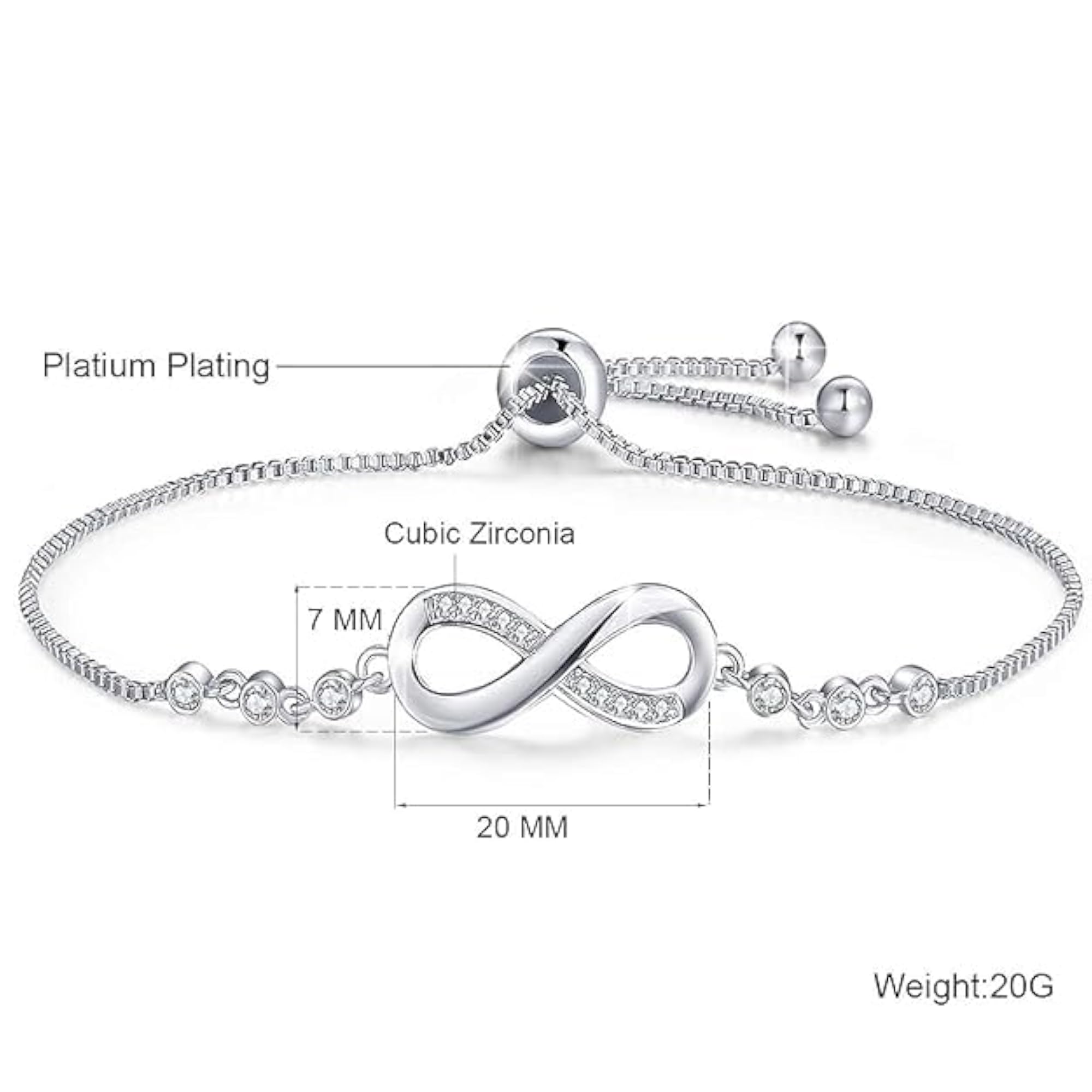 Infinity Slide Closure Bracelet, Elegant Plated Design